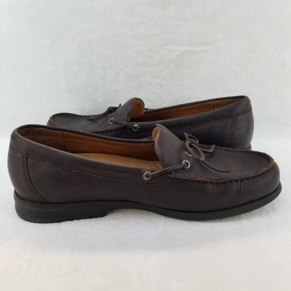 ✅Men\'s 13 The Walking Company Rex Moc Toe Brown Leather Loafers Casual Comfort main image 8